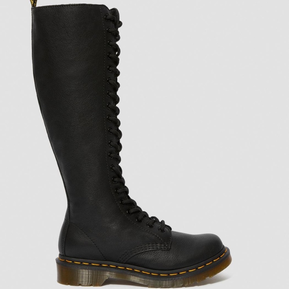 Dr. Martens Women's 1B60 20-Eye Black Virginia Leather High Boots - Picture 2 of 7